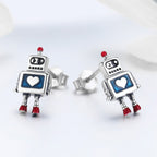 925 Sterling Silver 1.3cm Oxidized Enamel Earrings for Women