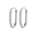 925 Sterling Silver Earrings with Pavé Setting CZ in Platinum for Women