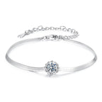 925 Sterling Silver Moissanite 0.50 Carat Bracelet with Pavé Setting and White Gold Plating for Women