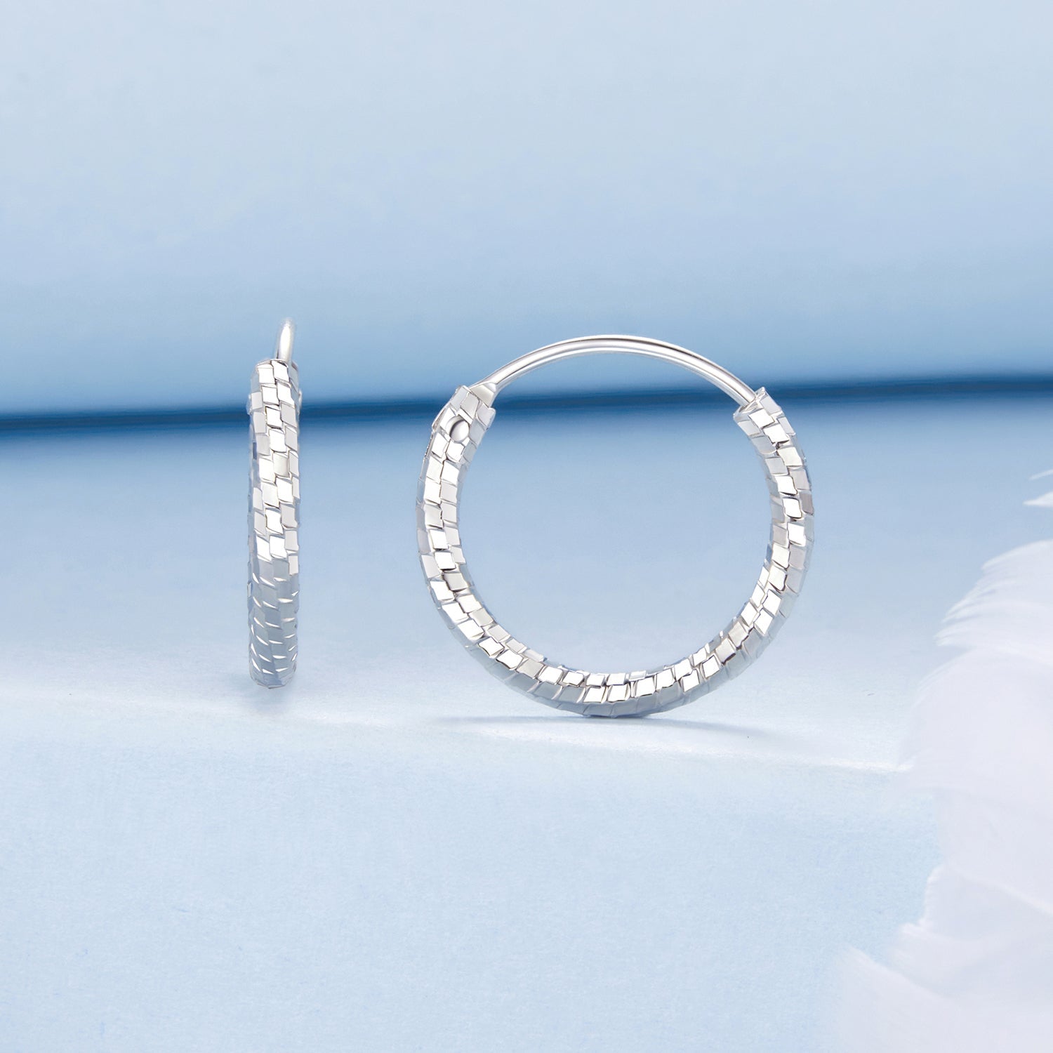 925 Sterling Silver Earrings for Women - White Gold Plated, 2.6*0.2 cm, Style L