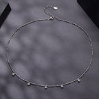 925 Sterling Silver 0.10ct Moissanite Necklace in White Gold, 40+5cm Chain for Women