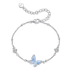 925 Sterling Silver White Gold Plated Bracelet with Enamel and CZ - 15+6cm Length