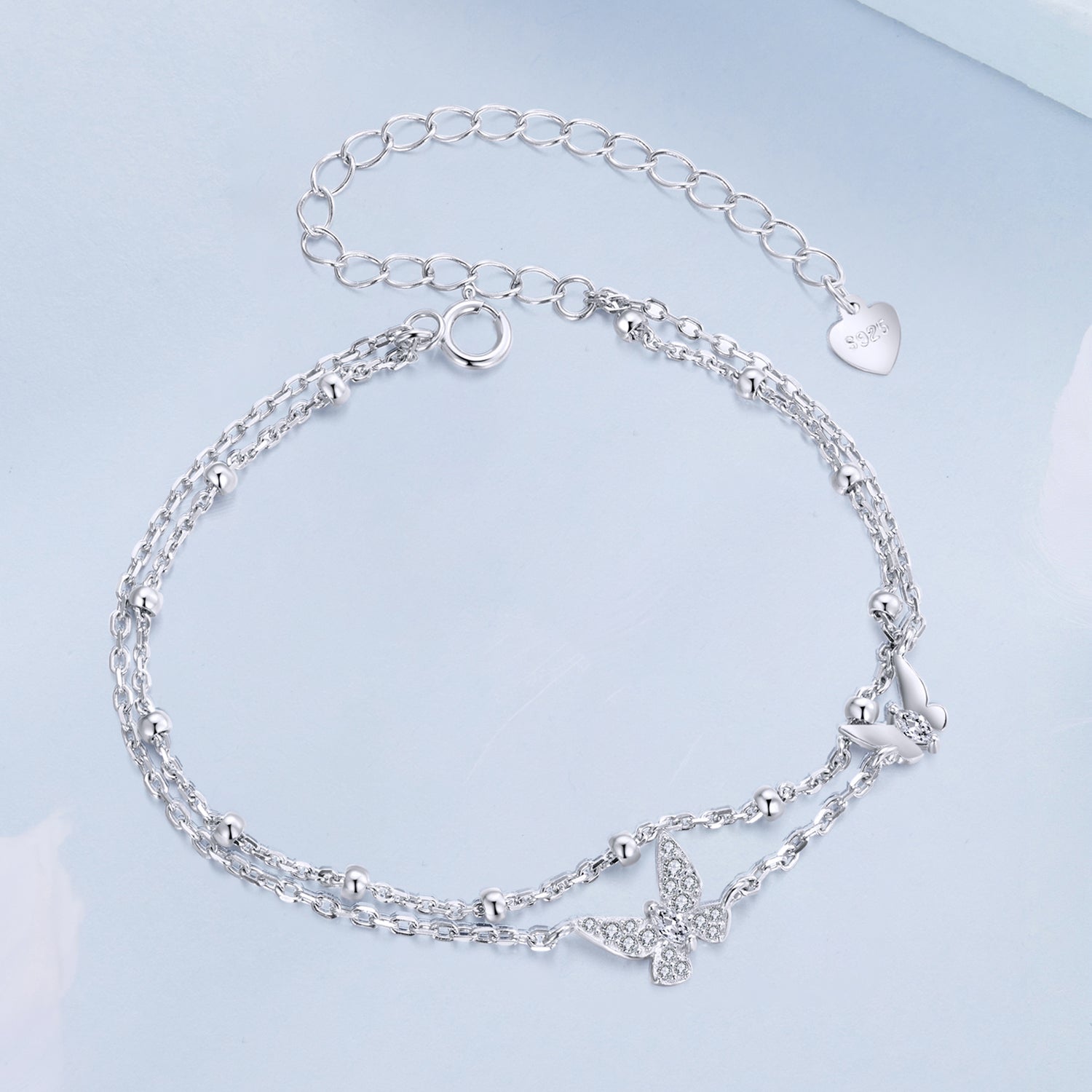 925 Sterling Silver Bracelets with Platinum Plating and CZ Stones - 150+60mm