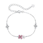 925 Sterling Silver Enamel Charm Bracelet with Pavé CZ, 15+6cm for Women