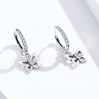 S925 Oxidized Silver Pavé Setting CZ Earrings for Women