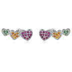 925 Sterling Silver Earrings with Pavé Setting and Plated Platinum, Size: 0.5*1.3cm, Women