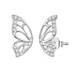 925 Sterling Silver White Gold Plated Pavé Set CZ Earrings - Small Size