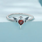 925 Sterling Silver Oxidized CZ Pendant Ring Size 6 for Women
