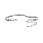 925 Sterling Silver Plated Platinum 140mm Chain Thickness 3mm Bracelet for Women