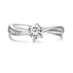 925 Sterling Silver Platinum Plated 5mm CZ Ring Size 6 for Women