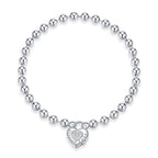 925 Sterling Silver Bracelet with Pavé Setting CZ and Platinum Plating, 17cm for Women