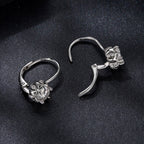 925 Sterling Silver Moissanite Earrings with CZ in White Gold, 1.8cm for Women