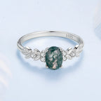 925 Sterling Silver Agate and CZ Pendant Ring Size 6 for Women