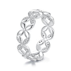 925 Sterling Silver White Gold Plated 0.6cm Ring Size 6 for Women