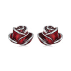 925 Sterling Silver Enamel Plated White Gold Earrings 0.7*1cm for Women
