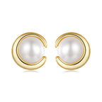 925 Sterling Silver Freshwater Pearl Gold Plated Earrings