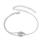 925 Sterling Silver Moissanite Bracelet with Pavé Setting 15+6cm for Women