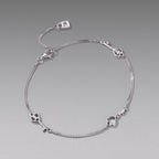 925 Sterling Silver White Gold Plated 21cm Pavé CZ Bracelet for Women