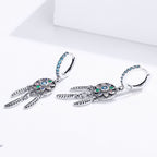 925 Sterling Silver Oxidized Silver Pavé CZ Earrings for Women, Size: 4*1 cm