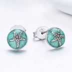 925 Sterling Silver Oxidized Enamel Earrings