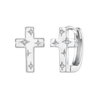 925 Sterling Silver Hoop Earrings with Pavé Setting CZ, 1.3x0.8cm, for Women