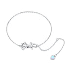 925 Sterling Silver White Gold Plated Moonstone CZ Bracelet for Women