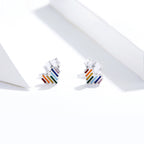 925 Sterling Silver Plated Platinum Earrings 0.5x0.6cm
