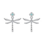 925 Sterling Silver Earrings with Pavé Setting CZ and Transparent Glass