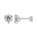925 Sterling Silver Moissanite Earring 0.7cm White Gold Plated for Women