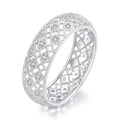 925 Sterling Silver & Platinum Plated Pavé CZ Ring Size 6 for Women