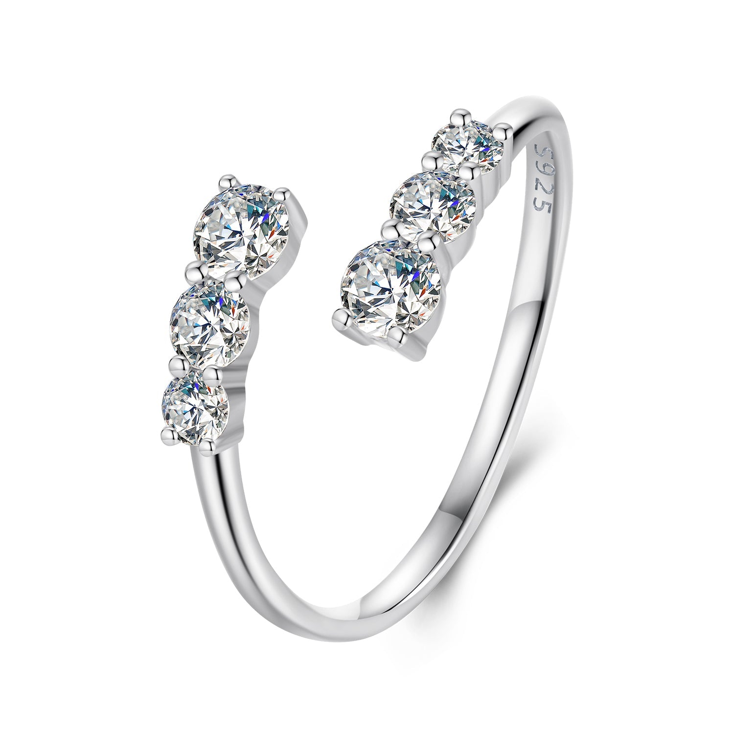 925 Sterling Silver Moissanite Ring for Women - Size E - Plated White Gold