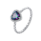 925 Sterling Silver Heart 8mm CZ Ring Size 6 for Women