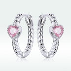 925 Sterling Silver CZ Earrings with Pavé Setting 1.3cm for Women