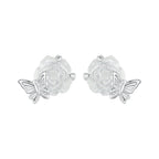 925 Sterling Silver White Gold Plated Resin Earrings 8x10mm for Women