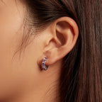 925 Sterling Silver Earrings with Pavé Setting and Plated Platinum for Women