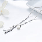 925 Sterling Silver 0.6 Carat Pearl Necklace for Women