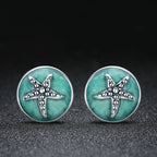925 Sterling Silver Oxidized Enamel Earrings
