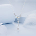 925 Sterling Silver Pendant Necklace with CZ and Transparent Glass for Women
