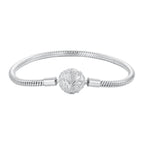 925 Sterling Silver White Gold Plated 17cm CZ Pavé Bracelet for Women