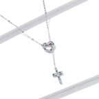 925 Sterling Silver Plated Necklace with Adjustable Length 42.5cm and CZ for Women
