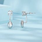 925 Sterling Silver Plated White Gold Earrings with Pavé Setting CZ