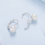 925 Sterling Silver White Gold Plated Freshwater Pearl Earrings for Women