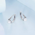 925 Sterling Silver Earrings with Quality Shell Pearl and Oxidized Silver for Women