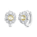 925 Sterling Silver Earrings with Transparent Glass, 12x9mm Size for Women