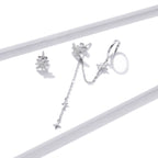 S925 Sterling Silver Earrings with CZ in Pavé Setting, 5.9cm Length, 1cm Size for Women