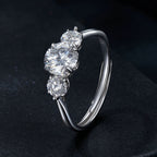 925 Sterling Silver Moissanite 6.5mm 1ct Ring, Size E for Women