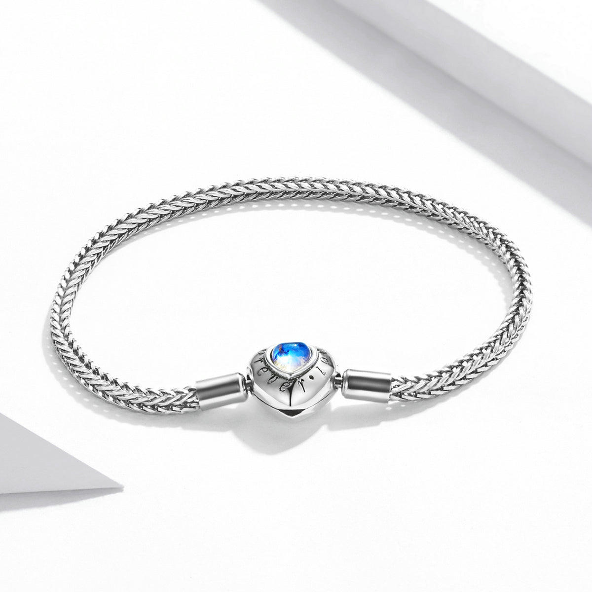 925 Sterling Silver Moonstone Bracelet 17cm for Women