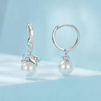 925 Sterling Silver Earrings with Quality Shell Pearl and CZ for Women