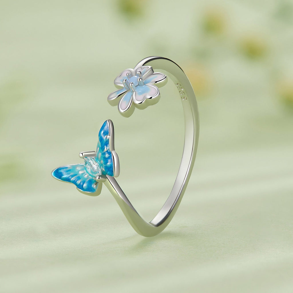 925 Sterling Silver Opal Nanometer Stone Platinum Plated Ring