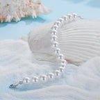 925 Sterling Silver Adjustable White Gold Plated Bracelet with Synthetic Pearl for Women
